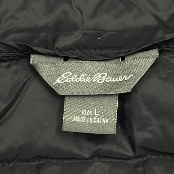 Eddie Bauer Jacket Kids Large Black Hooded Puffer Down Winter Coat Warm - Picture 8 of 12
